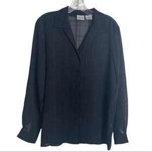 Liz Baker Black Lightweight Button-Front Blouse